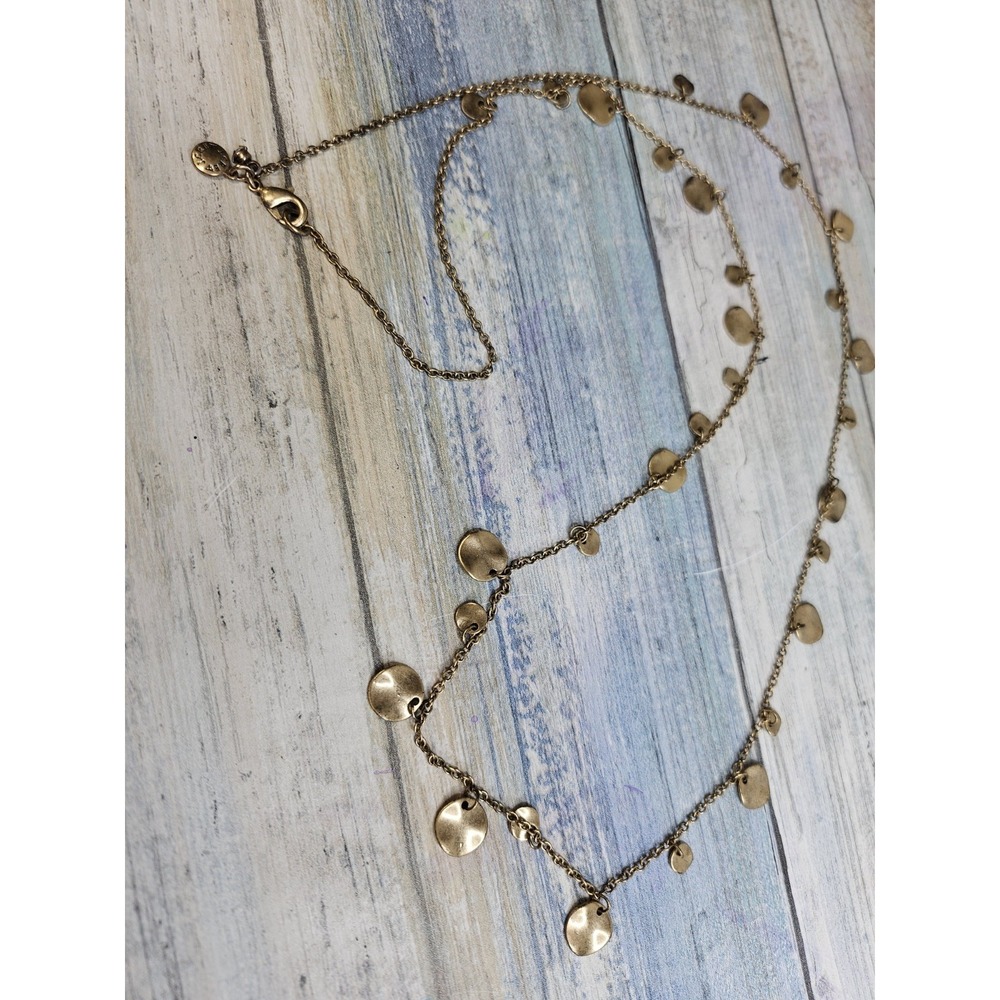 J.Crew jcrew Necklace 32" Chain Gold Tone‎ Disc Dangle
